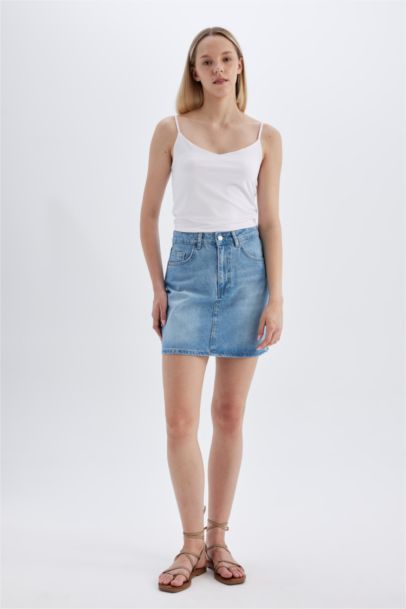 Regular Fit Denim Mini Skirt