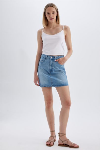 Regular Fit Denim Mini Skirt