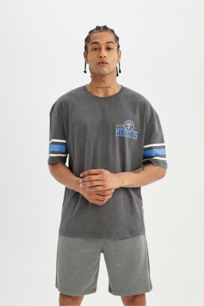 DeFactoFit NBA Denver Nuggets Standard Fit Cropped Shorts
