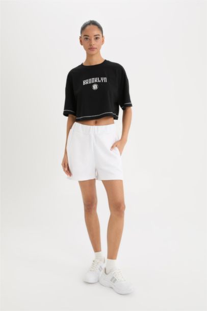 تيشيرت نص كم برقبة مستديرة من  DeFactoFit NBA Brooklyn Nets