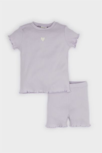 Baby Girl Ribbed Camisole T-Shirt Shorts 2 Piece Set