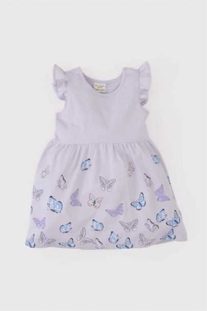 فستان فلورال بيبي بناتي قصة عادية نص ردن وياخة مربعة