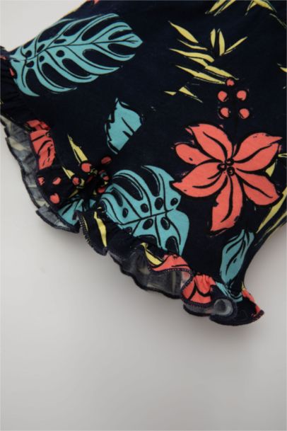 Baby Girl Patterned Strappy Short Jumpsuit