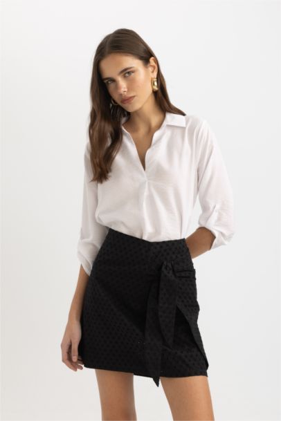 Blouse coupe régulière à Col en V Manches Longues