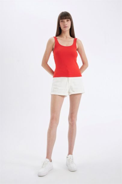 Slim Fit Ribana Crew Neck Sleeveless Tank Top