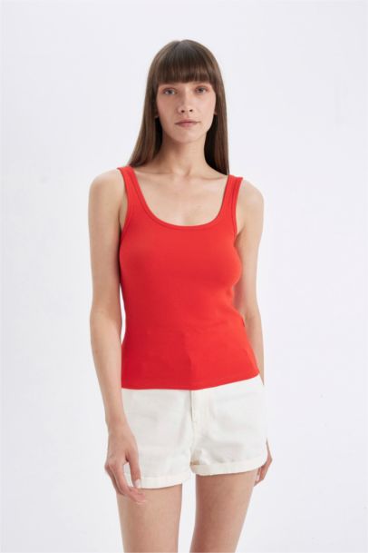 Slim Fit Ribana Crew Neck Sleeveless Tank Top