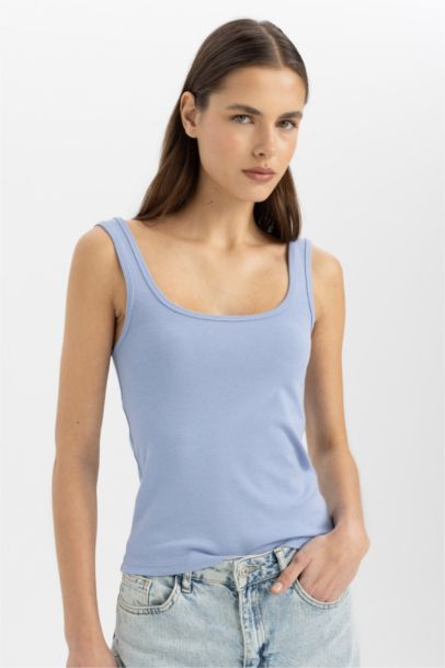 Débardeur basique slim à col en U