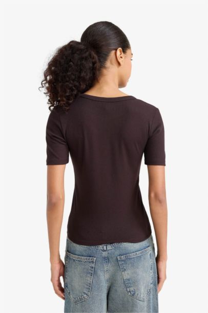 Slim Fit Basic Ribbed Camisole Short Sleeve T-Shirt