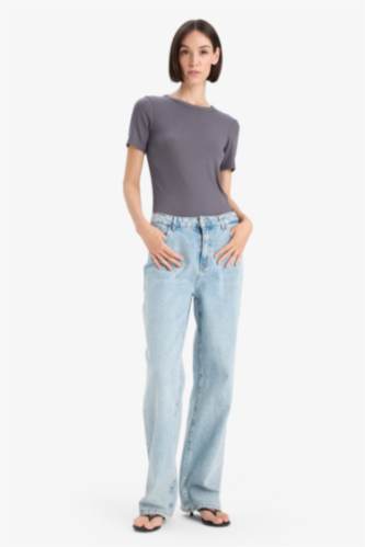 Slim Fit Basic Ribbed Camisole Short Sleeve T-Shirt