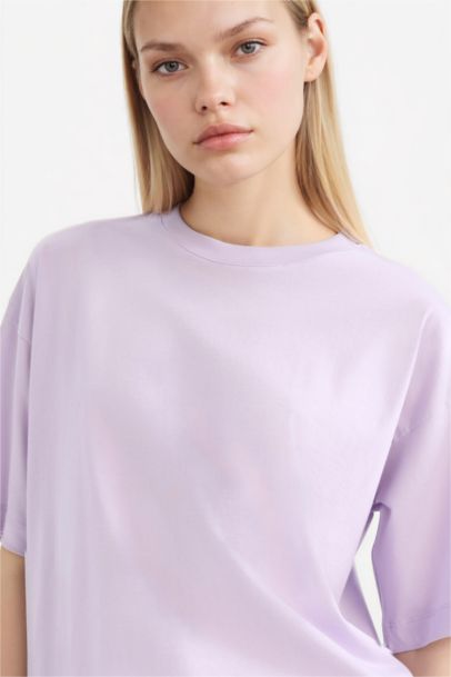 Oversize Fit Crew Neck Basic Cotton T-Shirt