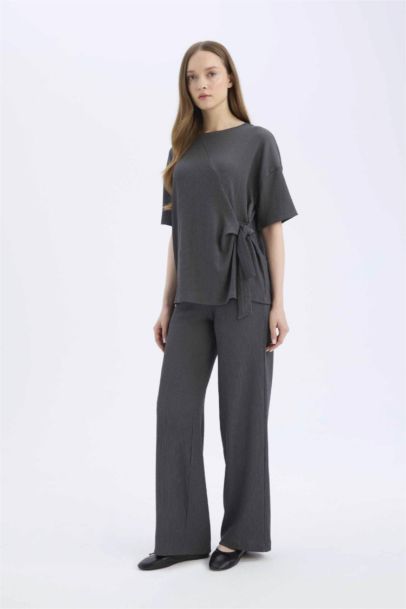 Straight Fit Regular Hem Trousers