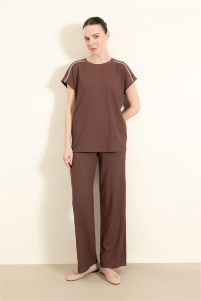 Wide Leg Flexible Waist Curly Trousers