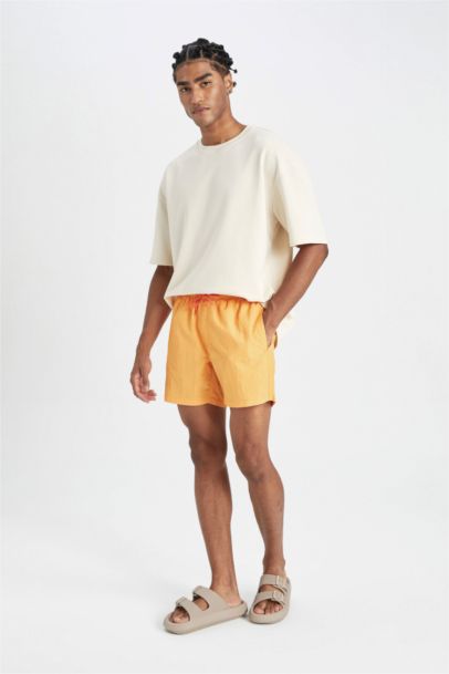 Yıkamalı File Astarlı Kısa Boy Deniz Şortu