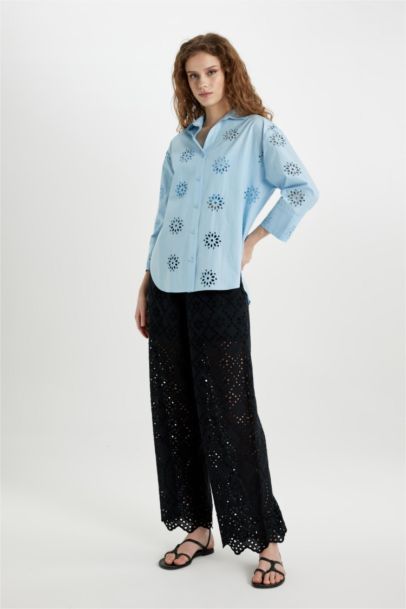 Wide Leg Pocket High Waist Long Trousers