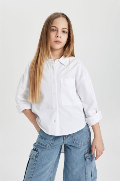 Girl Oversize Fit Oxford Long Sleeve Shirt