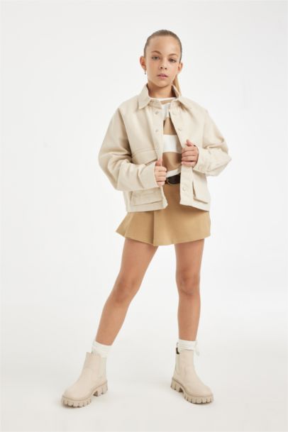 Chemise À Manches Longues en Gabardine pour Fille