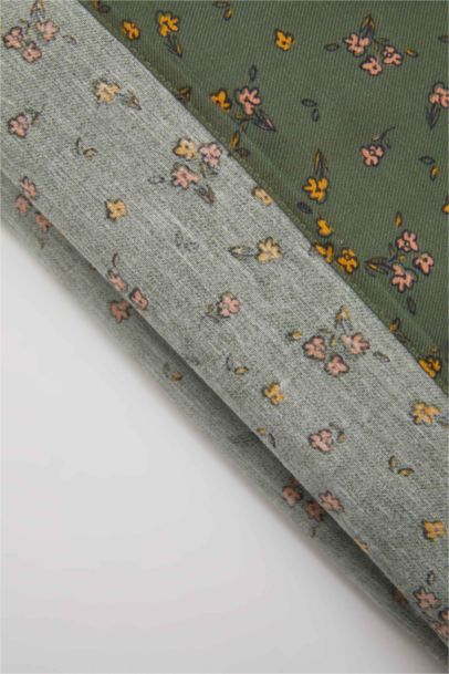 فستان بناتي بنقشة الزهور تويل قصة عادية برقبة كبيرة