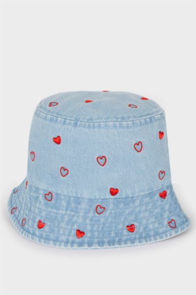 Girl Heart Denim Bucket Hat