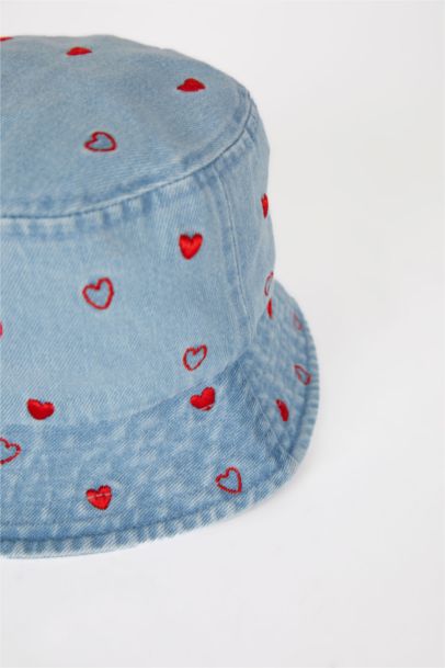 Girl Heart Denim Bucket Hat