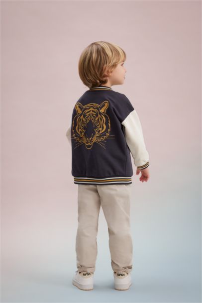 Baby Boy Tiger Patterned Bomber Cardigan