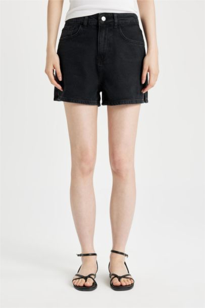 Mom Fit High Waist Skinny Denim Shorts