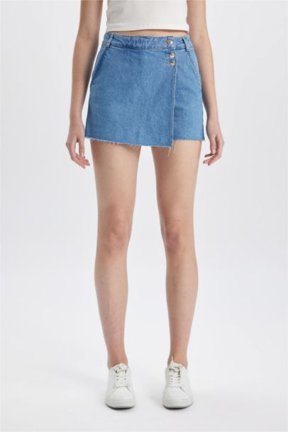High Waist Denim Skort