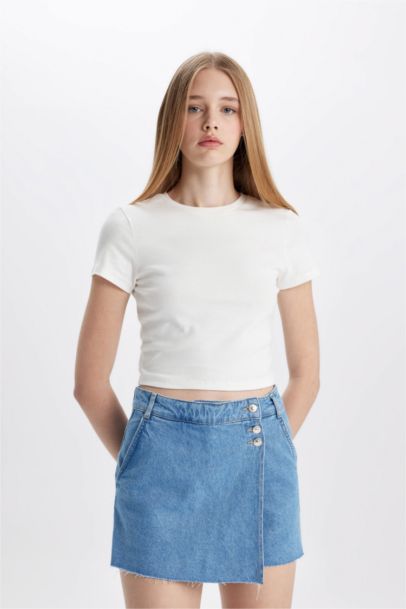 High Waist Denim Skort
