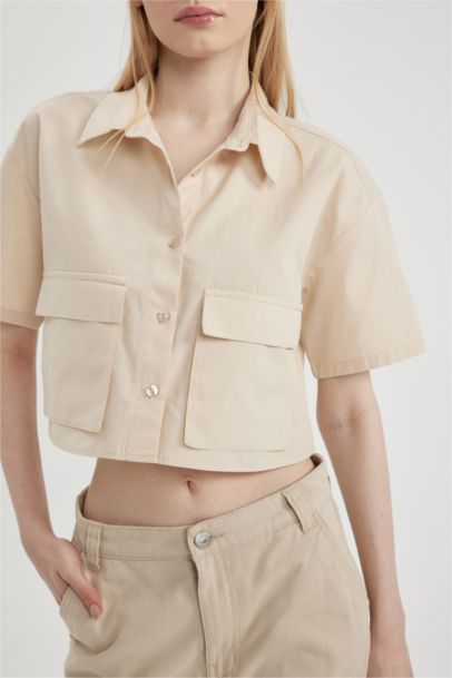 قميص نص ردن بوبلين اوفر سايز