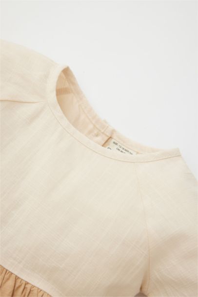 Regular Fit Color Block Long Sleeve Woven Dress