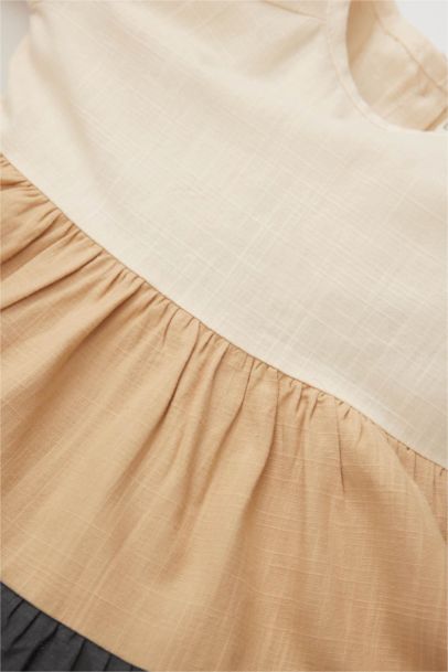 Regular Fit Color Block Long Sleeve Woven Dress