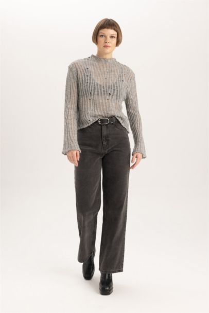 Relax Fit Half Turtleneck Lace Pullover