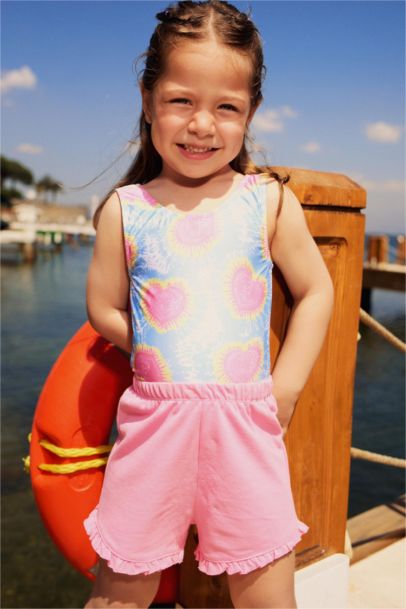 Baby Girl Heart Patterned Swimsuit