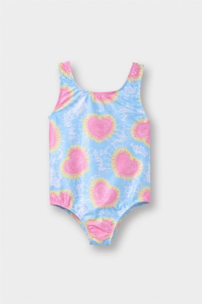 Baby Girl Heart Patterned Swimsuit