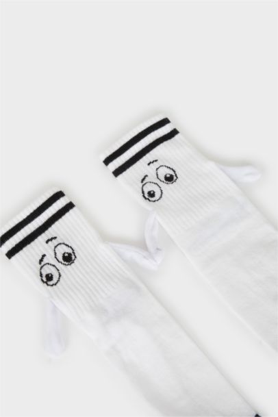 Woman Magnetic Hand Holding Cotton Long Socks