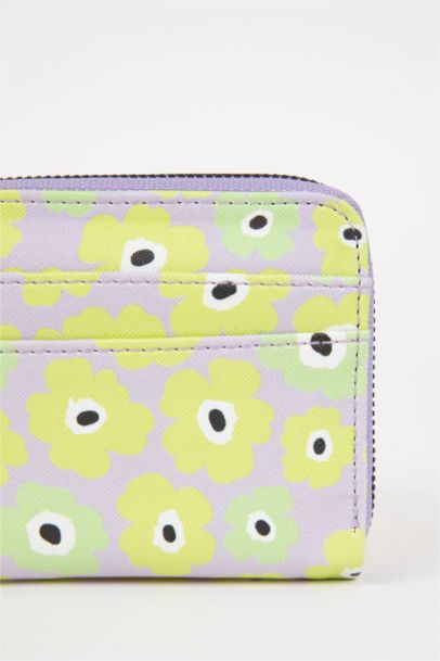 Kadın Çiçekli Desenli Suni Deri Cüzdan