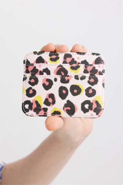 Kadın Leopar Baskılı Suni Deri Kartlık