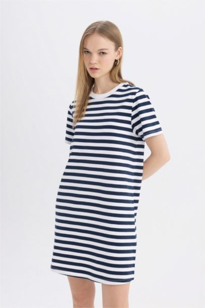 Crew Neck Cotton T-Shirt Mini Dress