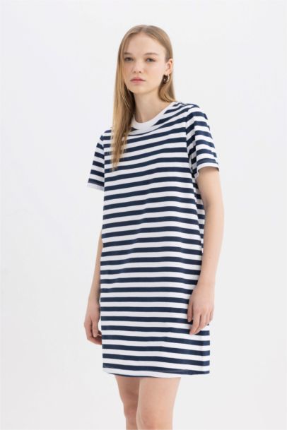Crew Neck Cotton T-Shirt Mini Dress