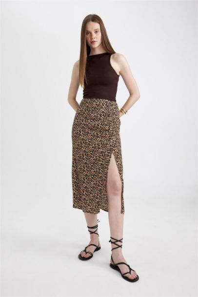 A Line Printed Midi Skirt