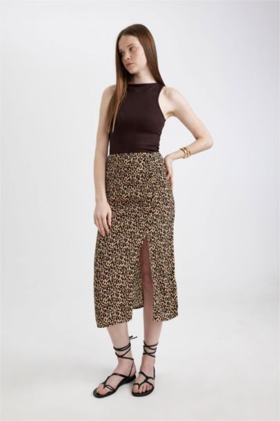 A Line Printed Midi Skirt