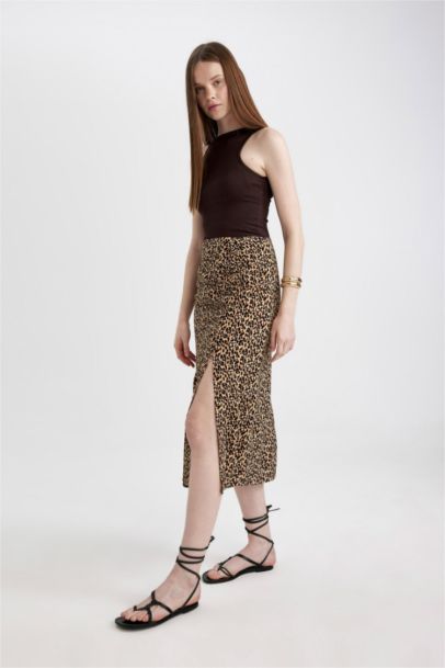 A Line Printed Midi Skirt