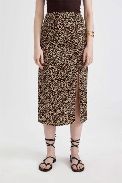 A Line Printed Midi Skirt