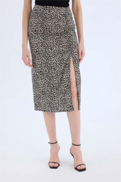 Юбка миди с рисунком животных и нормальной талией в форме буквы 