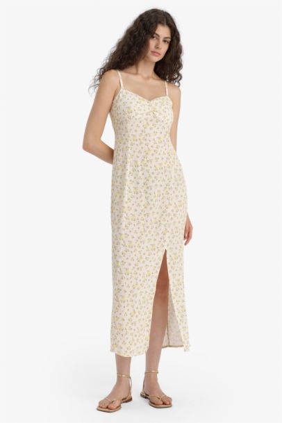 Bodycon Heart Collar Floral Midi Dress