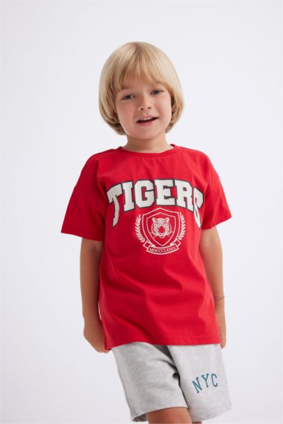 Baby Boy Crew Neck Tiger Pattern Short Sleeve T-Shirt