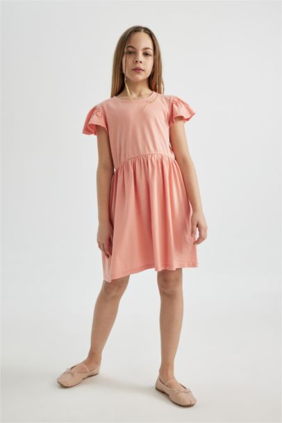 Girl Short Sleeve Combed Cotton Dress