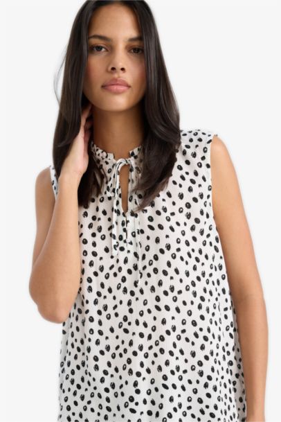 Blouse sans manches en tissu froissé imprimé Coupe régulière