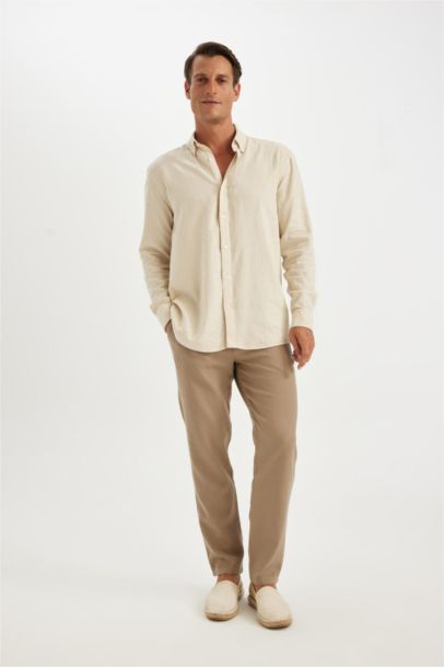 قميص بولو ردن طويل قطن قصة مريحة