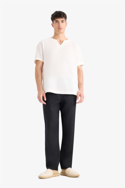 Relax Fit Regular Hem Linen Trousers