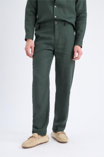 Relax Fit Straight Leg Summer Linen Trousers